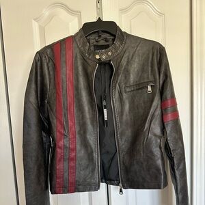 Black and Red Faux Leather Jacket Fashion Nova